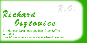 richard osztovics business card